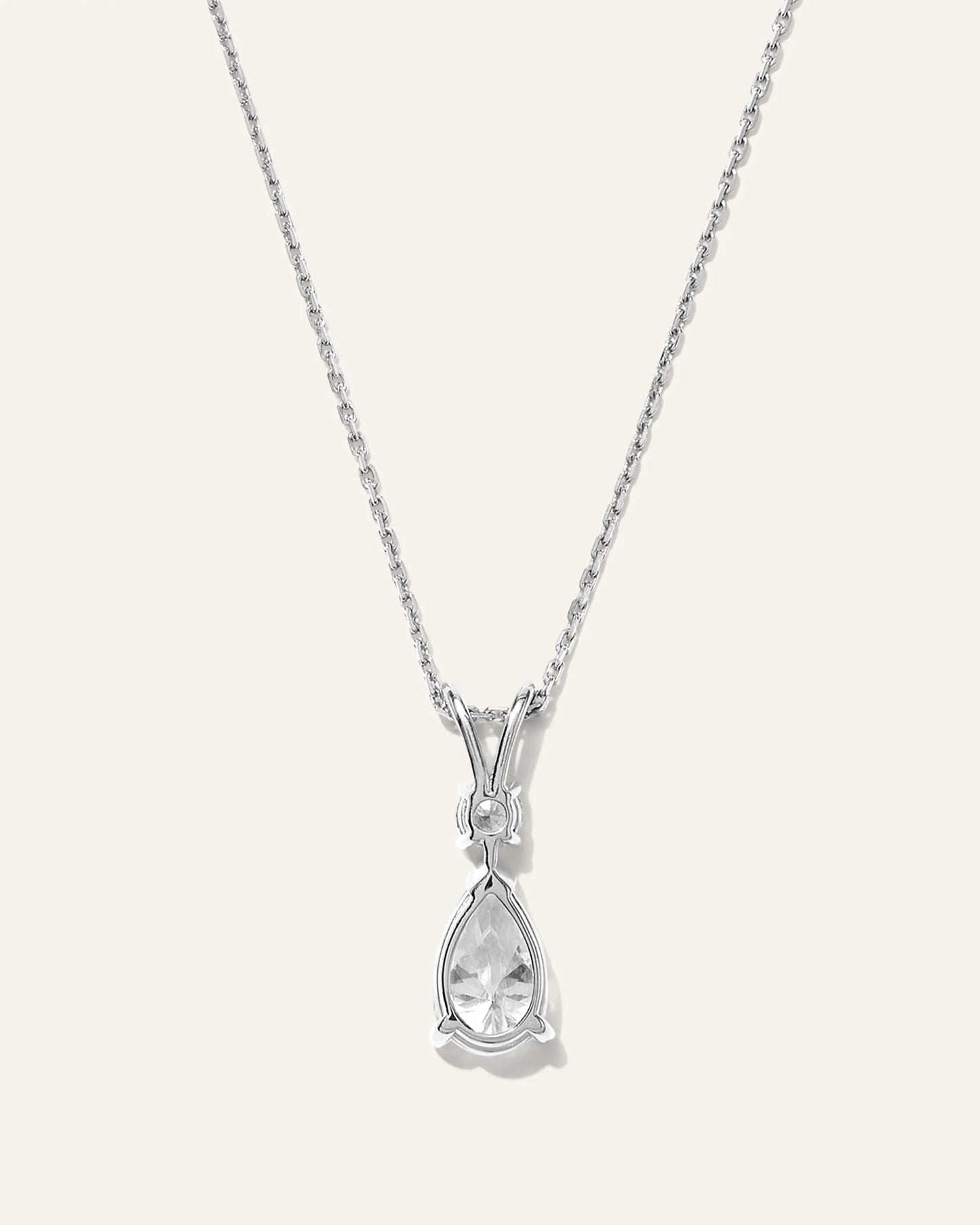 14K Gold Lab Grown Diamond Round & Pear Drop Necklace - One Size / Yellow Gold