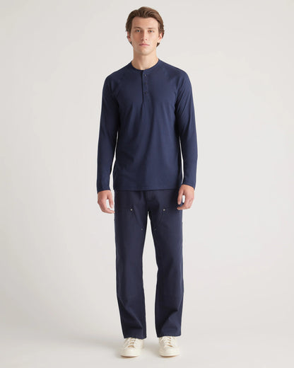 Cotton Modal Long Sleeve Henley Tee - S / Heather Grey