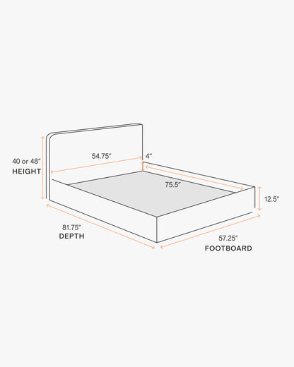 Curved Bed in Performance Velvet - Full / Walnut