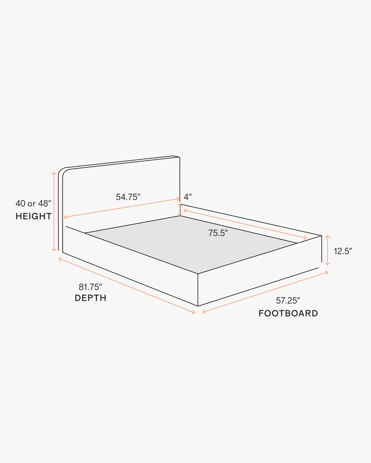 100% Linen Curved Bed - Full / Canvas