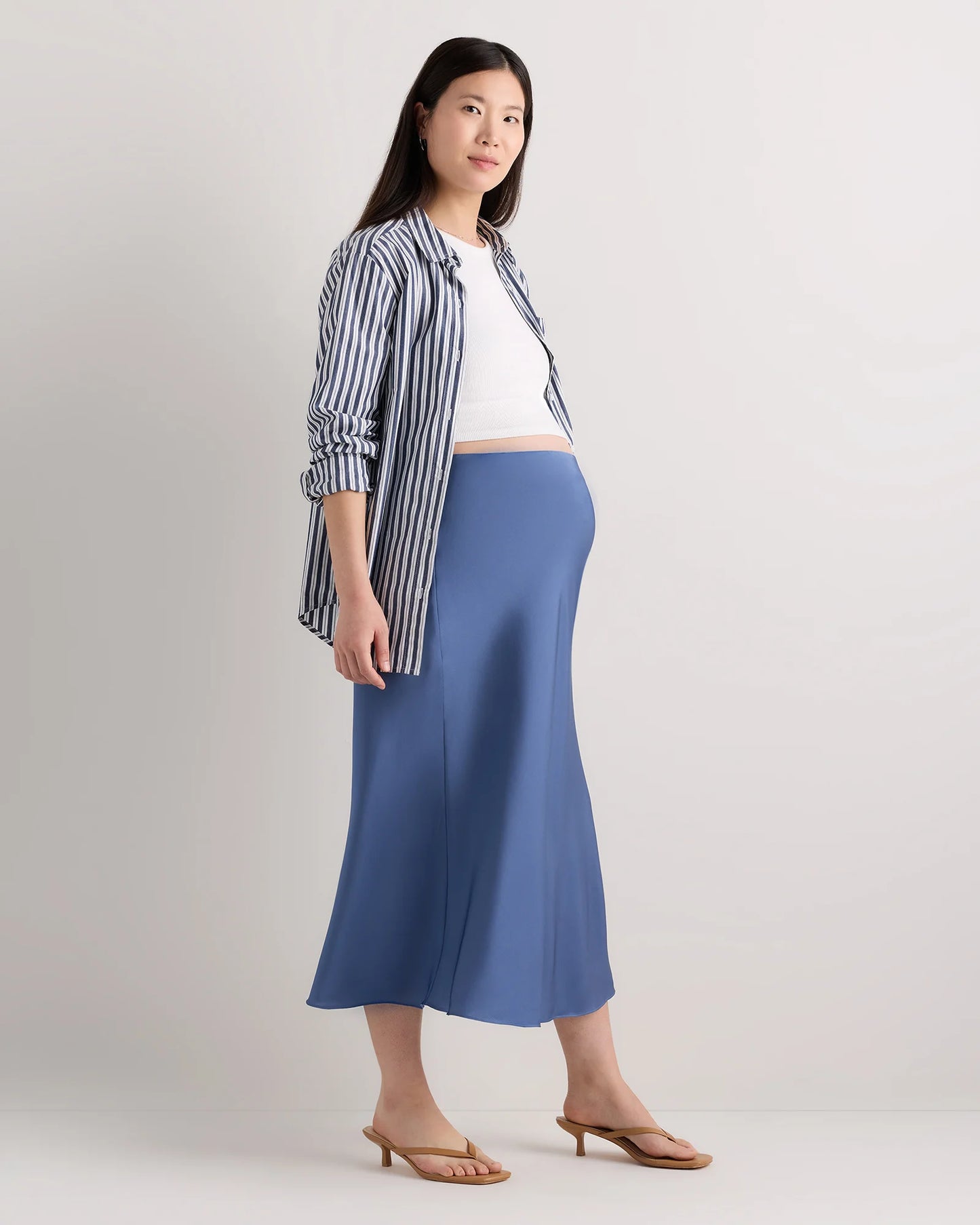 Washable Stretch Silk Maternity Skirt - XS / Vintage Pink