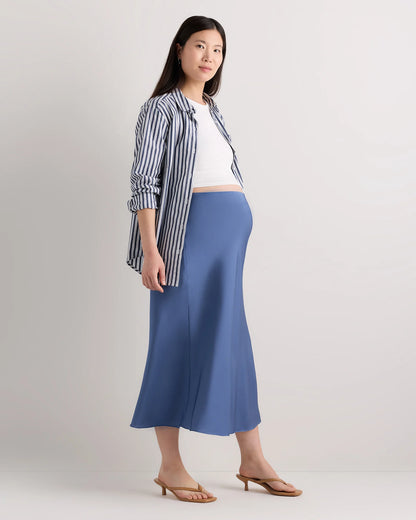 Washable Stretch Silk Maternity Skirt - XS / Vintage Pink
