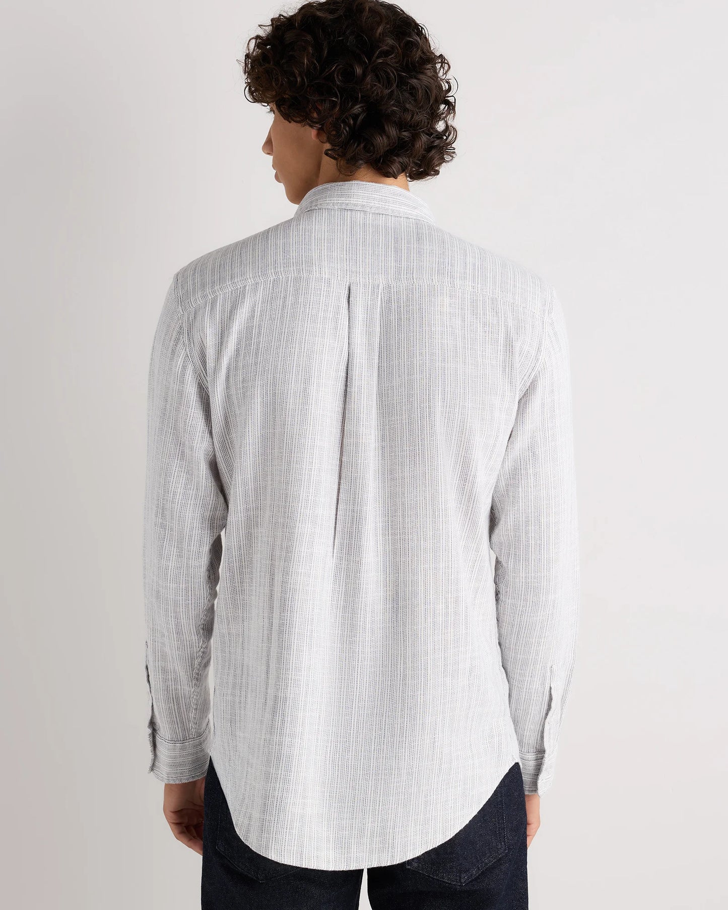 Organic Cotton Stretch Selvage Shirt - S / Mini Blue Stripe