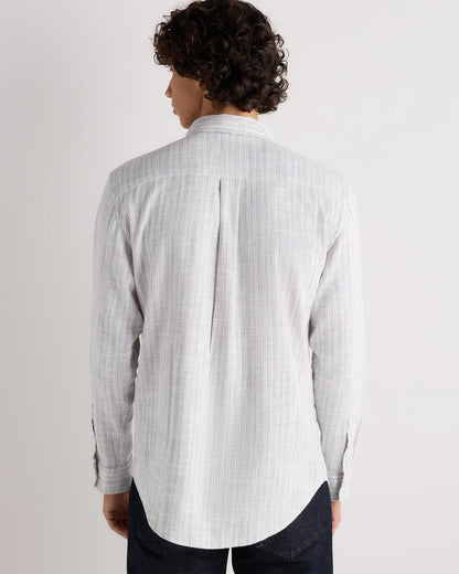 Organic Cotton Stretch Selvage Shirt - S / Mini Blue Stripe