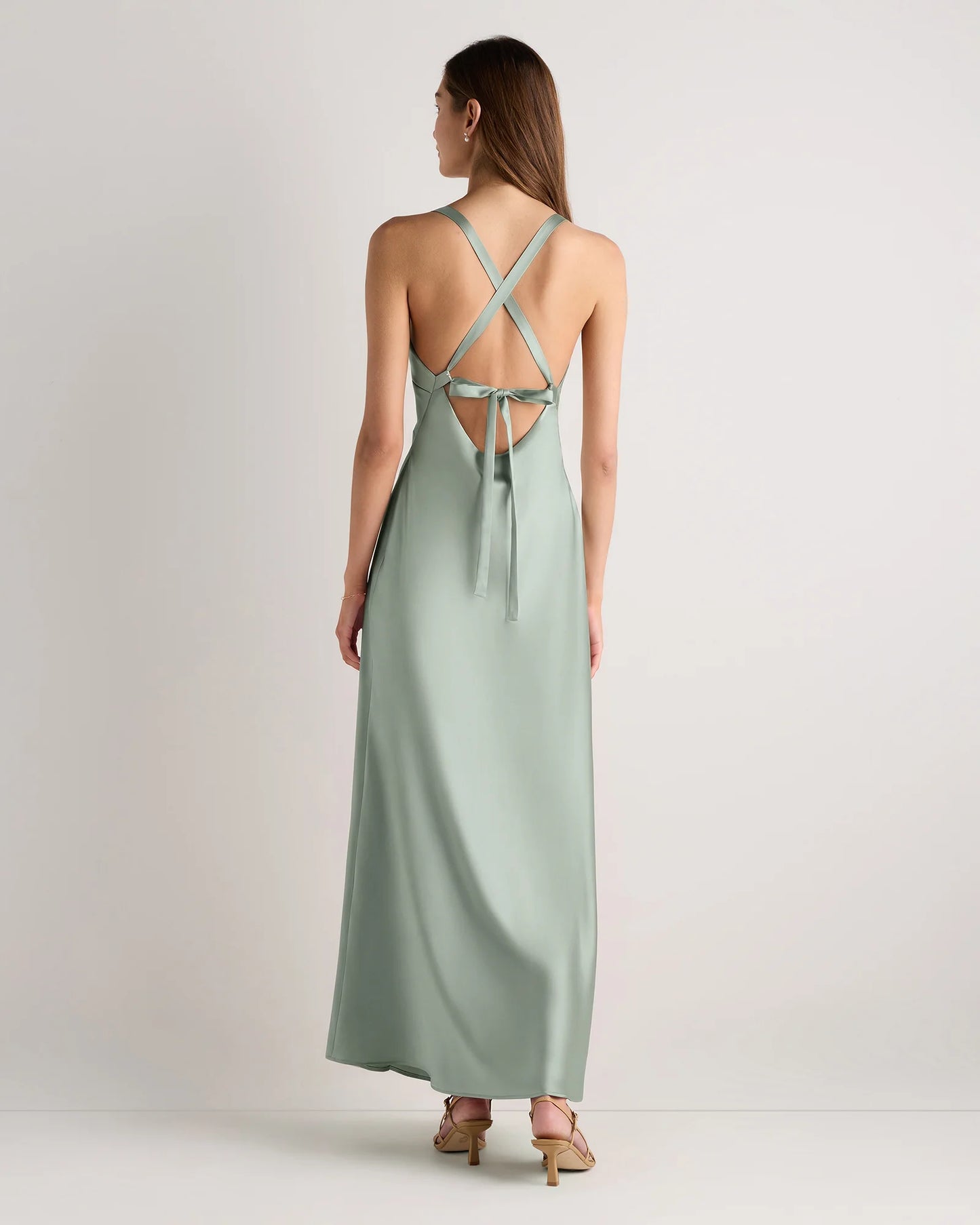 Bianca Stretch Satin Dress - 0 / Garden Sage Green