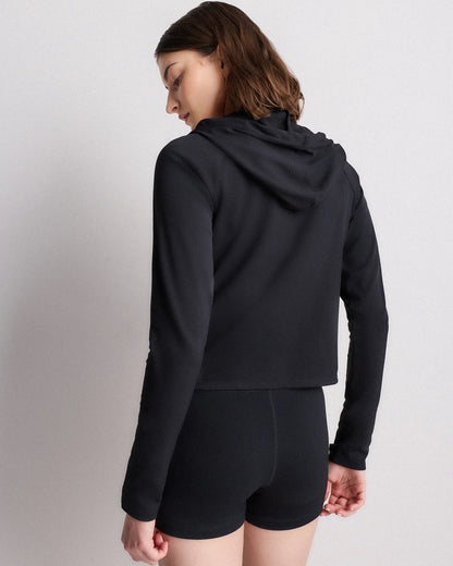Ultra-Form Hooded Crop Jacket - XS / Black