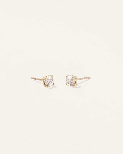 14k Gold Natural Diamond Solitaire Studs - 0.50ctw - One Size / Yellow Gold