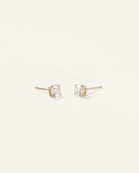 14k Gold Natural Diamond Solitaire Studs - 0.50ctw - One Size / Yellow Gold