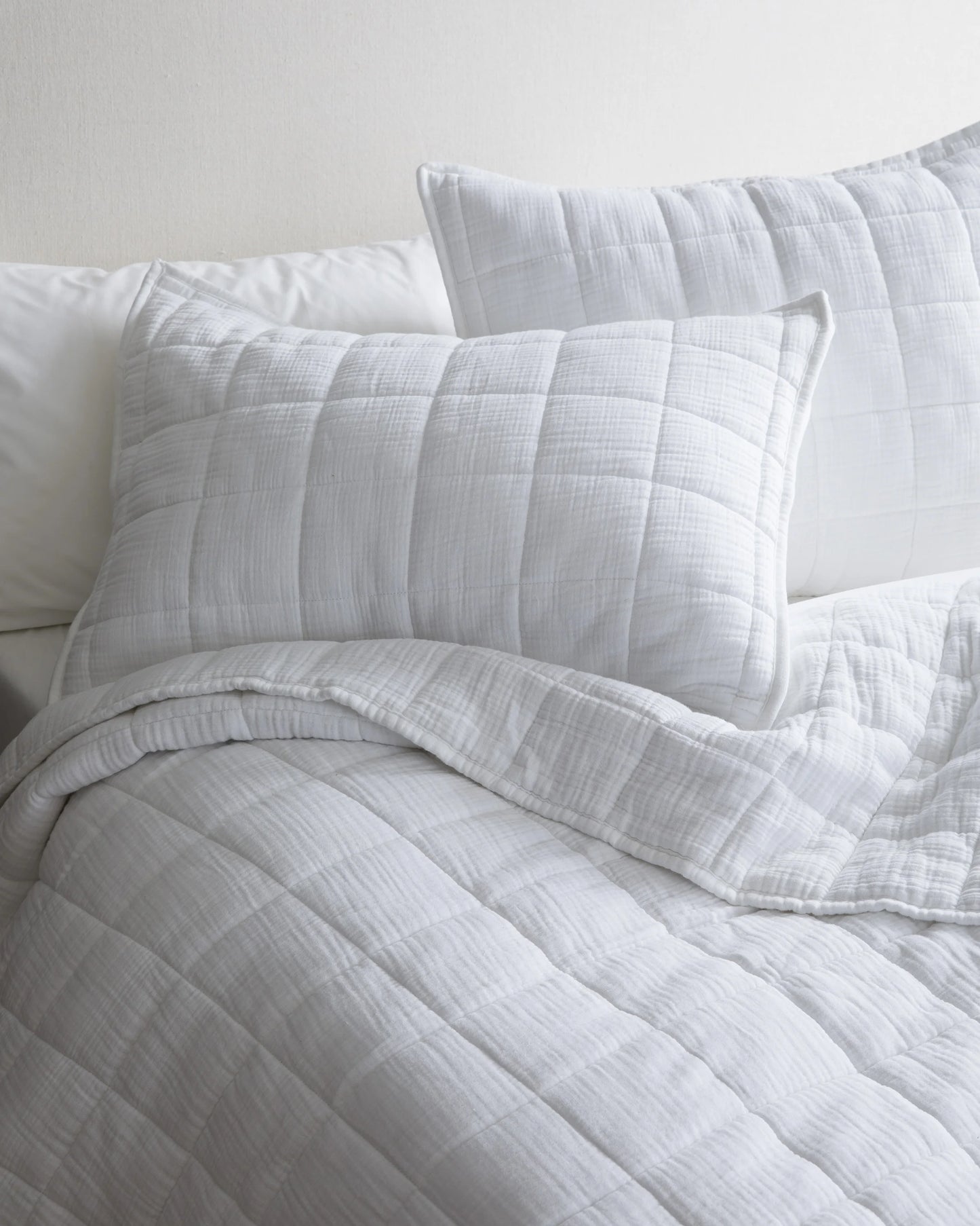 Organic Cotton Gauze Box Quilt Set - Twin / Mineral