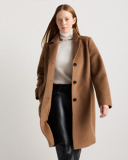 Camel Hair Single-Breasted Midi Coat - XS / Mocha Brown