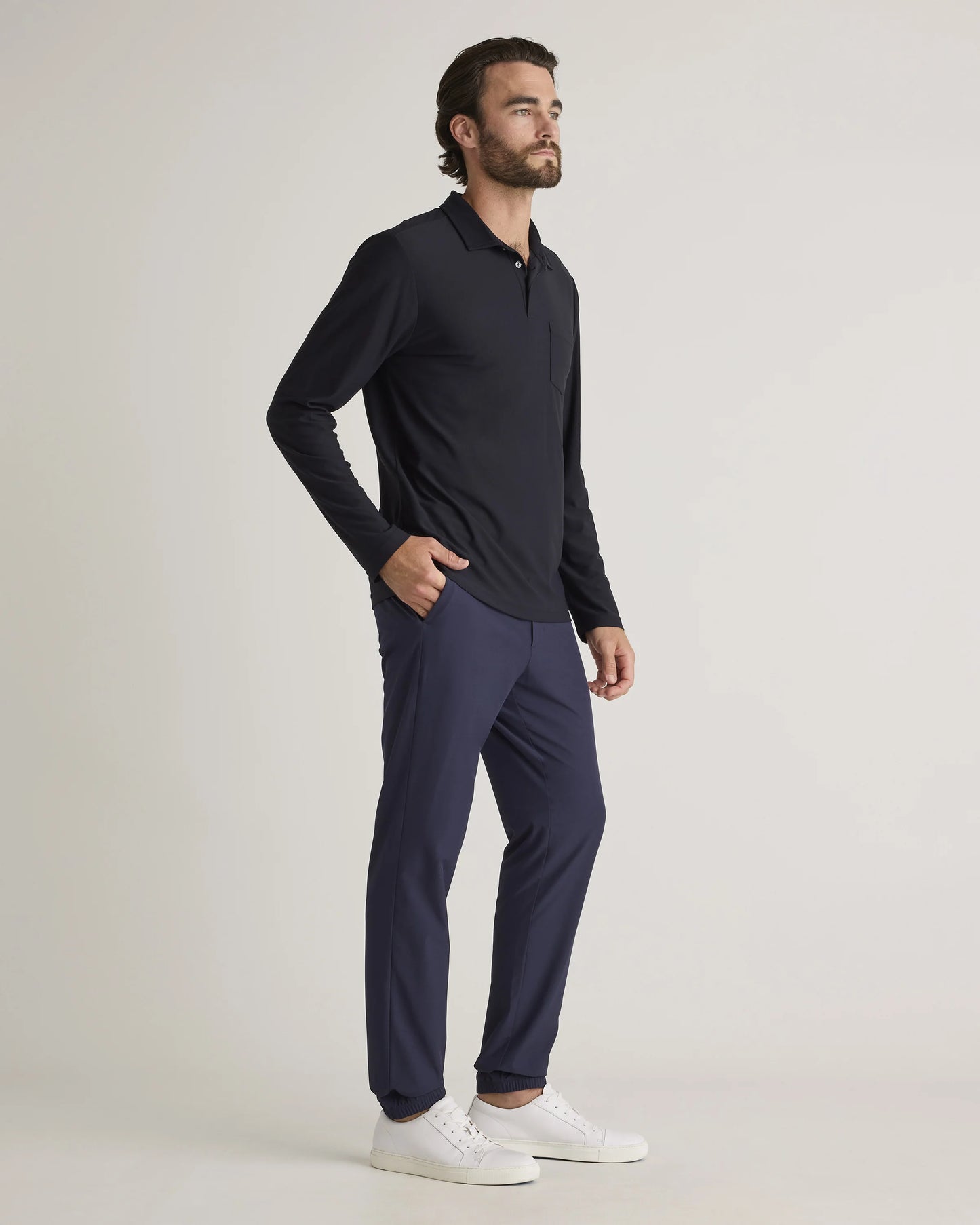 ProPique Performance Long Sleeve Polo - S / Navy