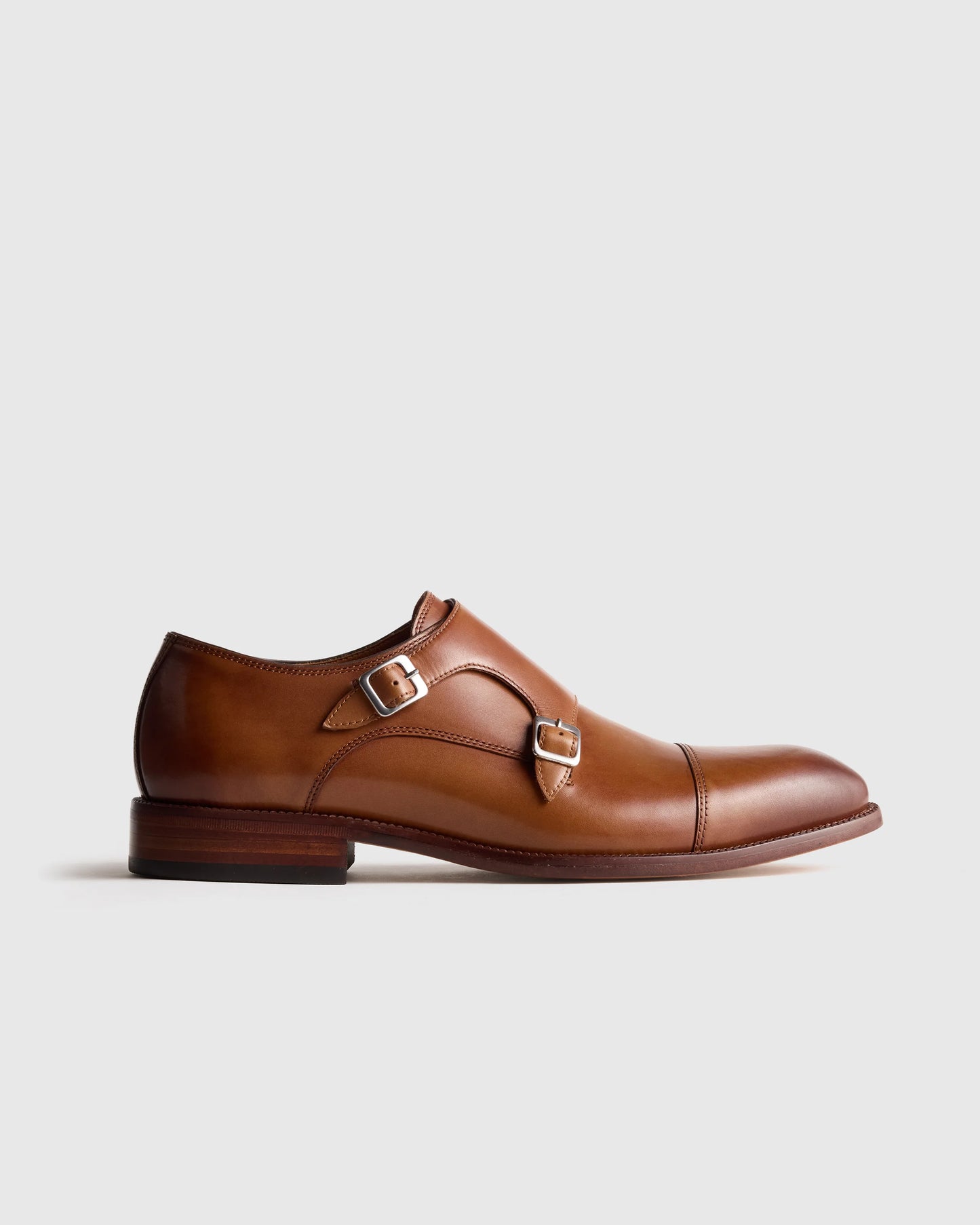 Italian Leather Monk Strap Oxford - 7 / Black