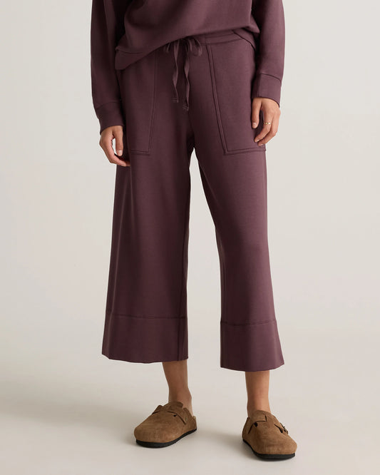 SuperSoft Fleece Cropped Wide Leg Pants - XS / Dried Fig