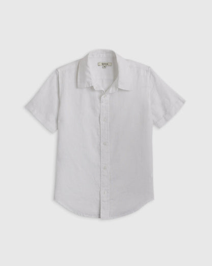 100% European Linen Short Sleeve Shirt - 6 / Flax
