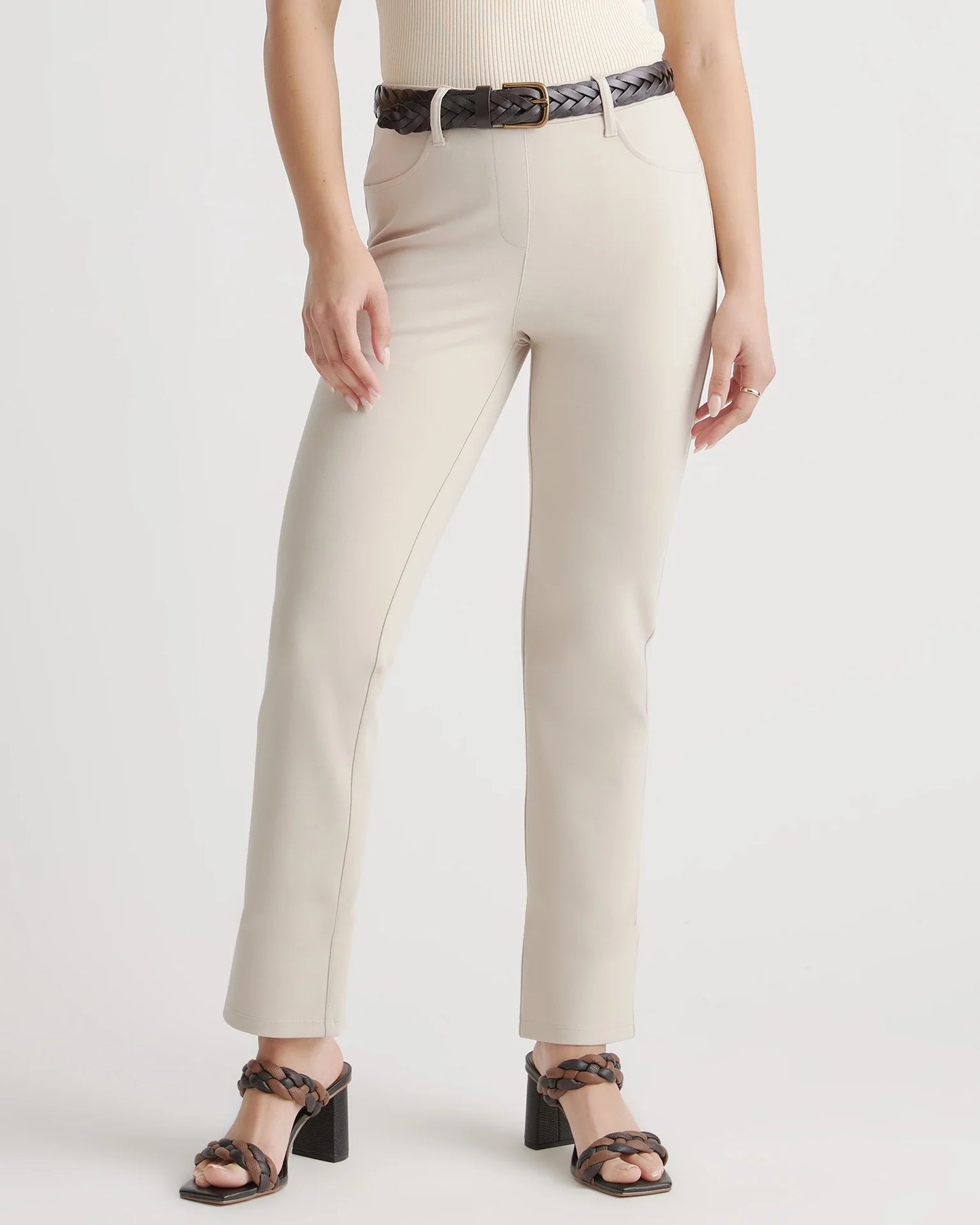 Ultra-Stretch Ponte Straight Leg 4-Pocket Pants - XS / Navy