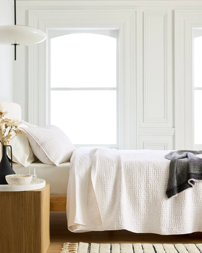 Organic Cotton Hand Stitched Quilt Set - Twin / Stone