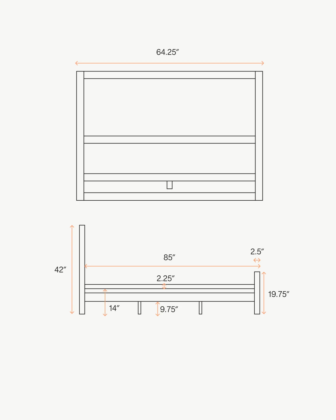 Solid Wood Frame Bed - Queen / Walnut Brown