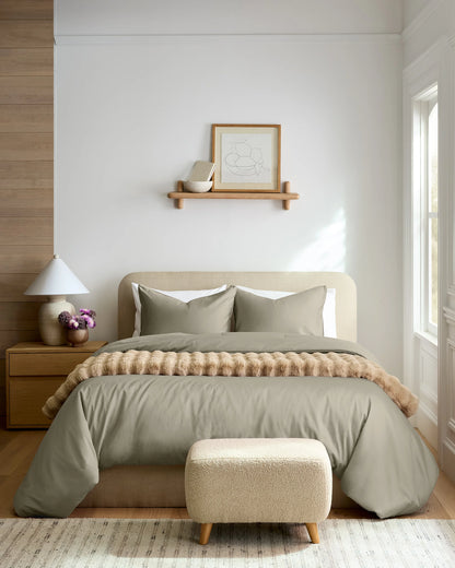 Organic Cotton Sateen Comforter - Twin / Mineral