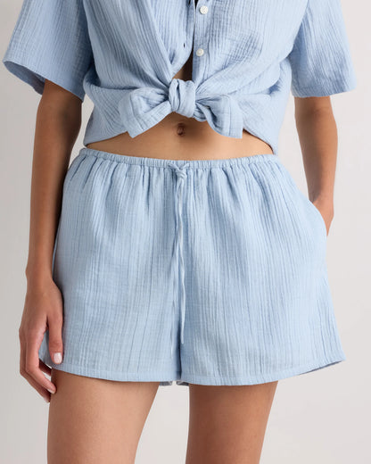 100% Organic Cotton Gauze Shorts - XS / Orchid Blue