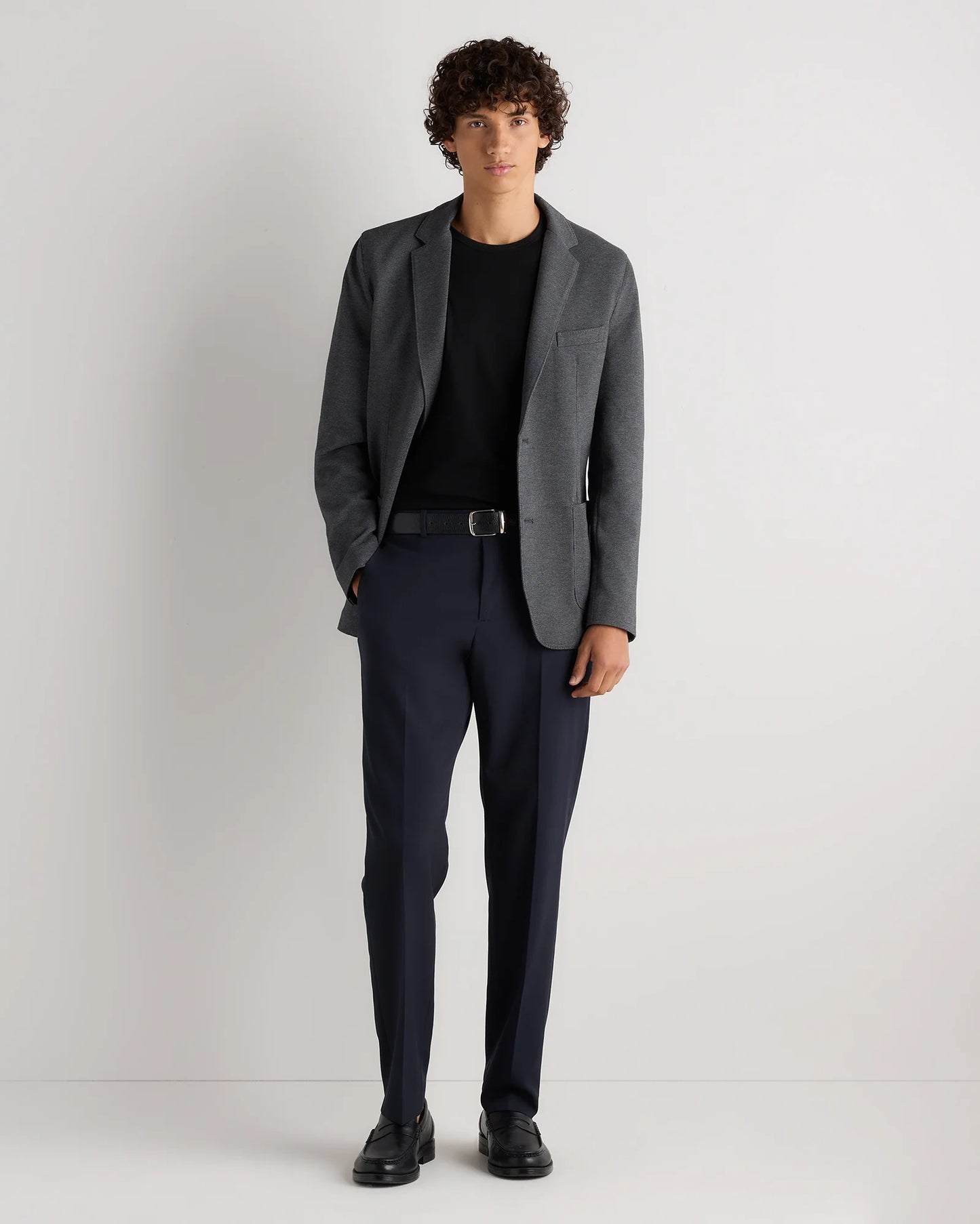 Cotton Pique Knit Blazer - XS / Heather Charcoal