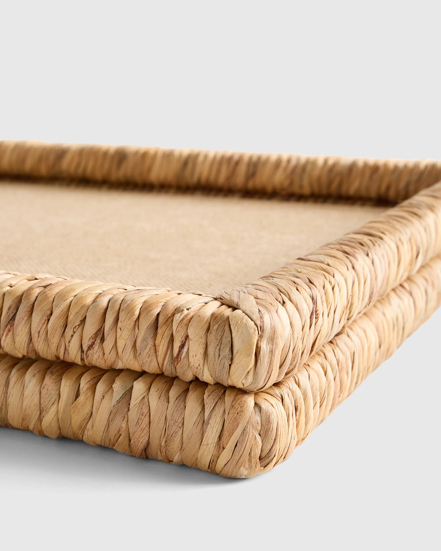 Handwoven Rectangular Decorative Tray - One Size / Natural