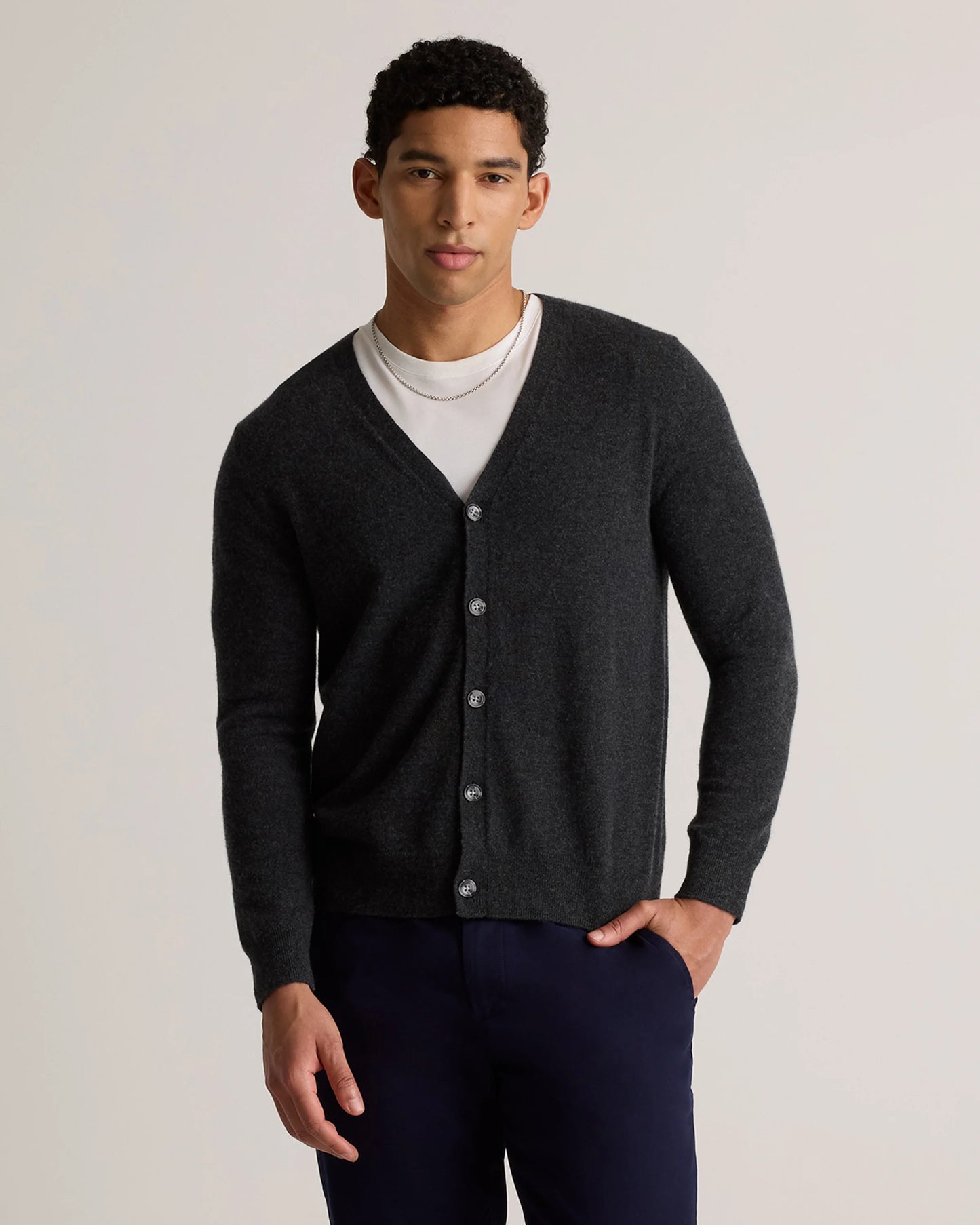 Mongolian Cashmere Cardigan Sweater - S / True Navy