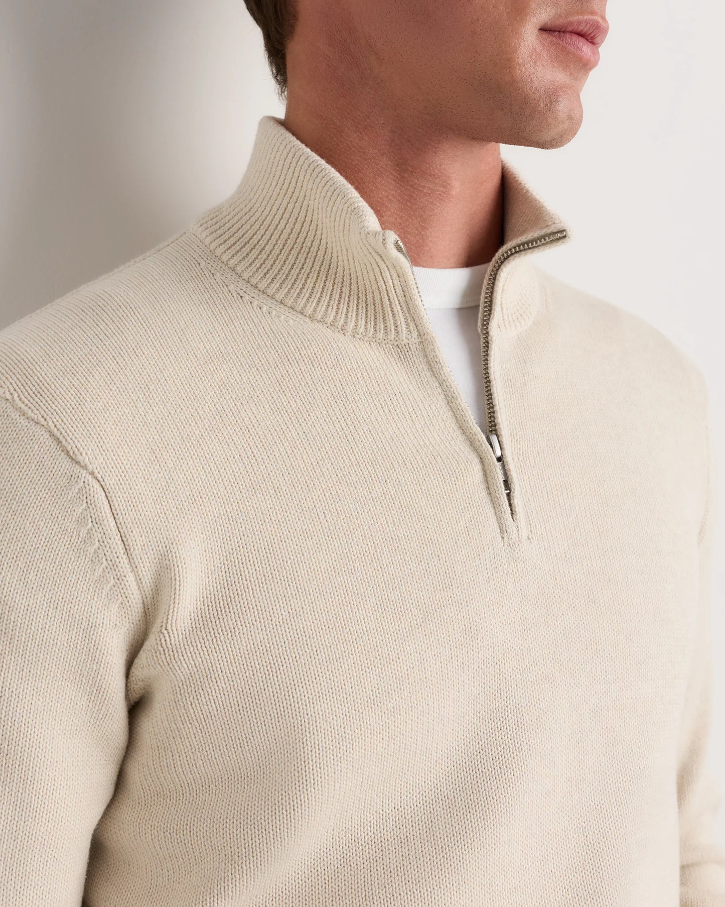 100% Organic Cotton Quarter-Zip Sweater - S / Moonstone Blue
