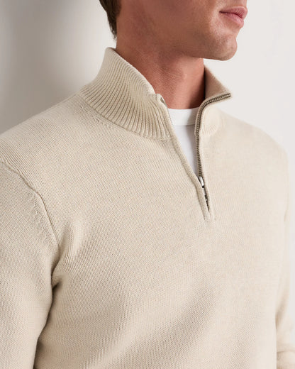 100% Organic Cotton Quarter-Zip Sweater - S / Moonstone Blue