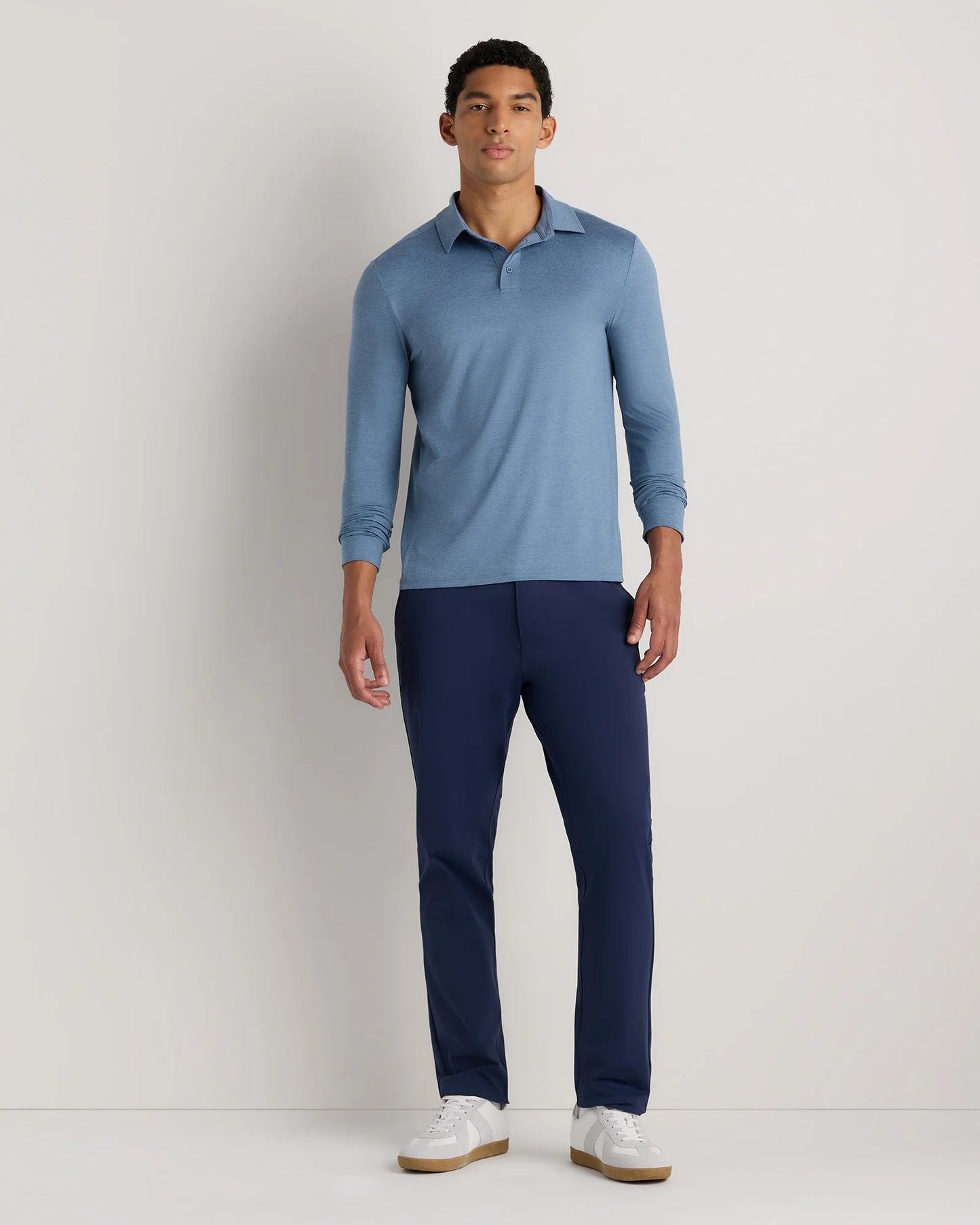 Flowknit Breeze Performance Long Sleeve Polo - XS / Heather Black