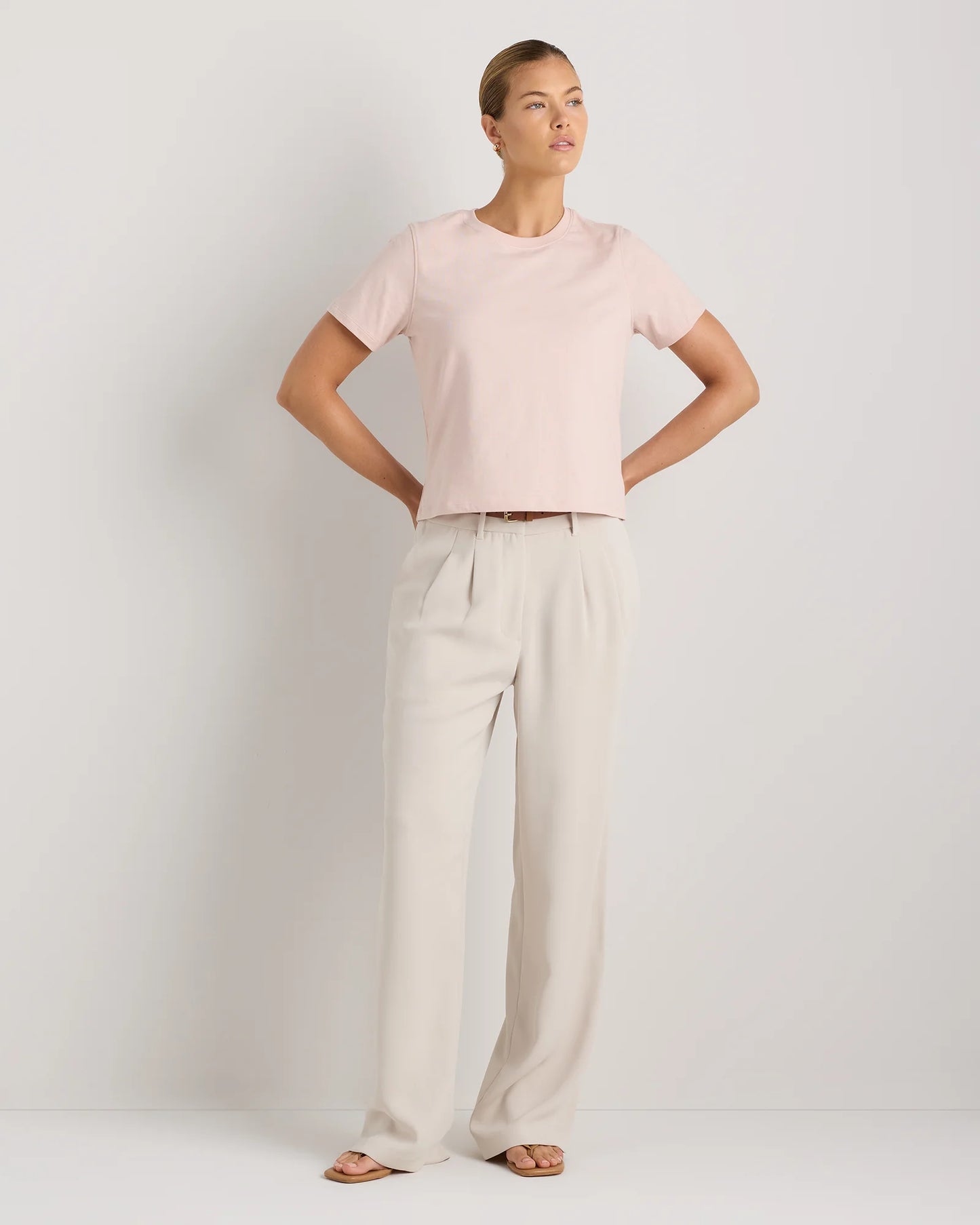 100% Organic Cotton Boxy Crewneck Tee - XS / Shell Pink