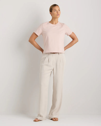 100% Organic Cotton Boxy Crewneck Tee - XS / Shell Pink