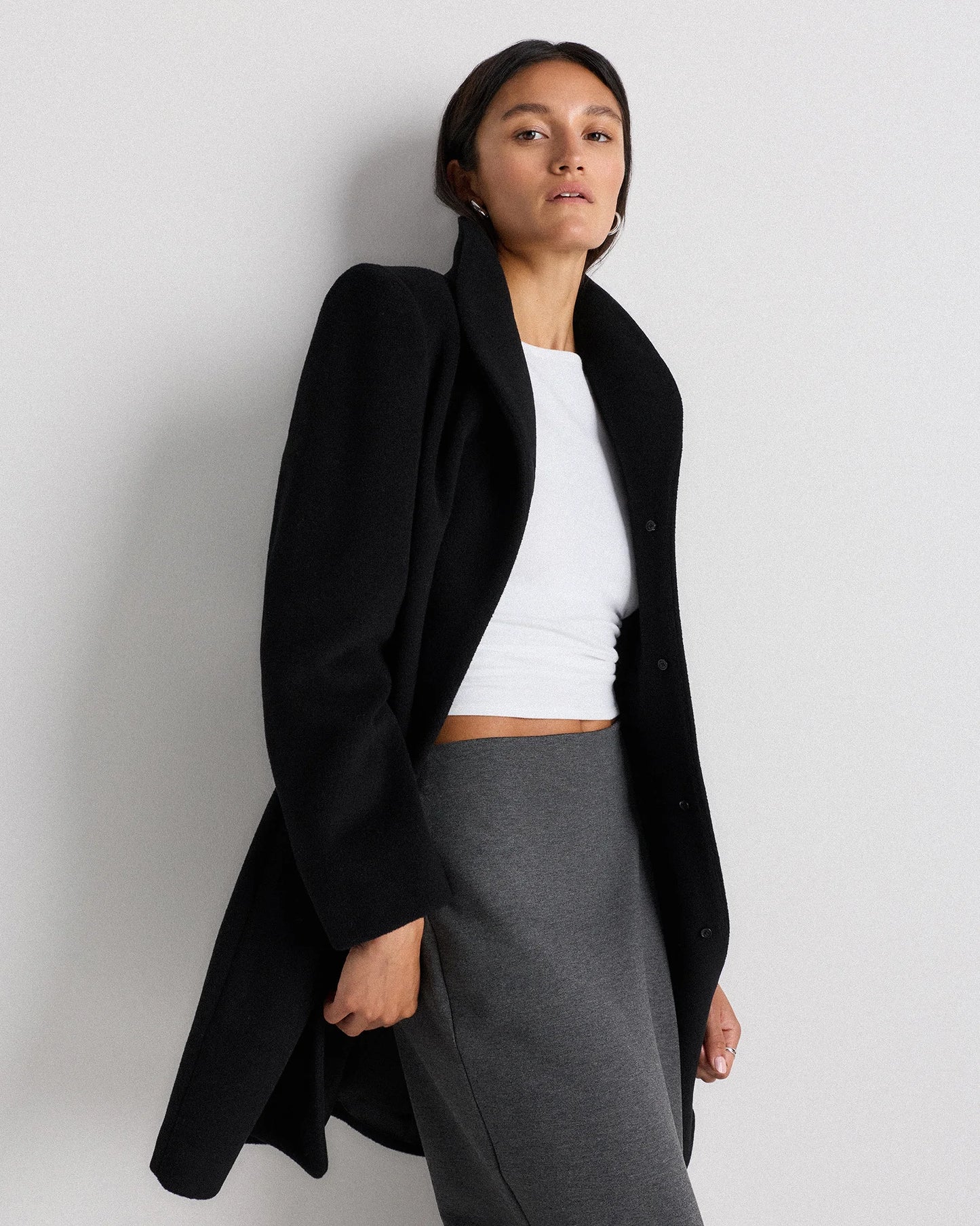 Wool Cashmere Cocoon Coat - XS / Dark Chocolate