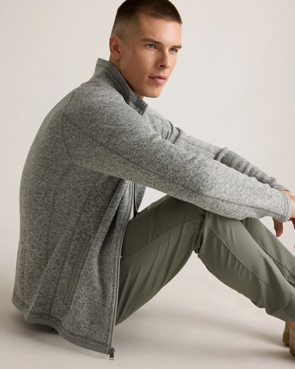 Sweater-Knit Fleece Full-Zip Jacket - XS / Heather Mineral Green