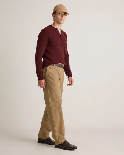 Mongolian Cashmere Henley Sweater - S / Brown