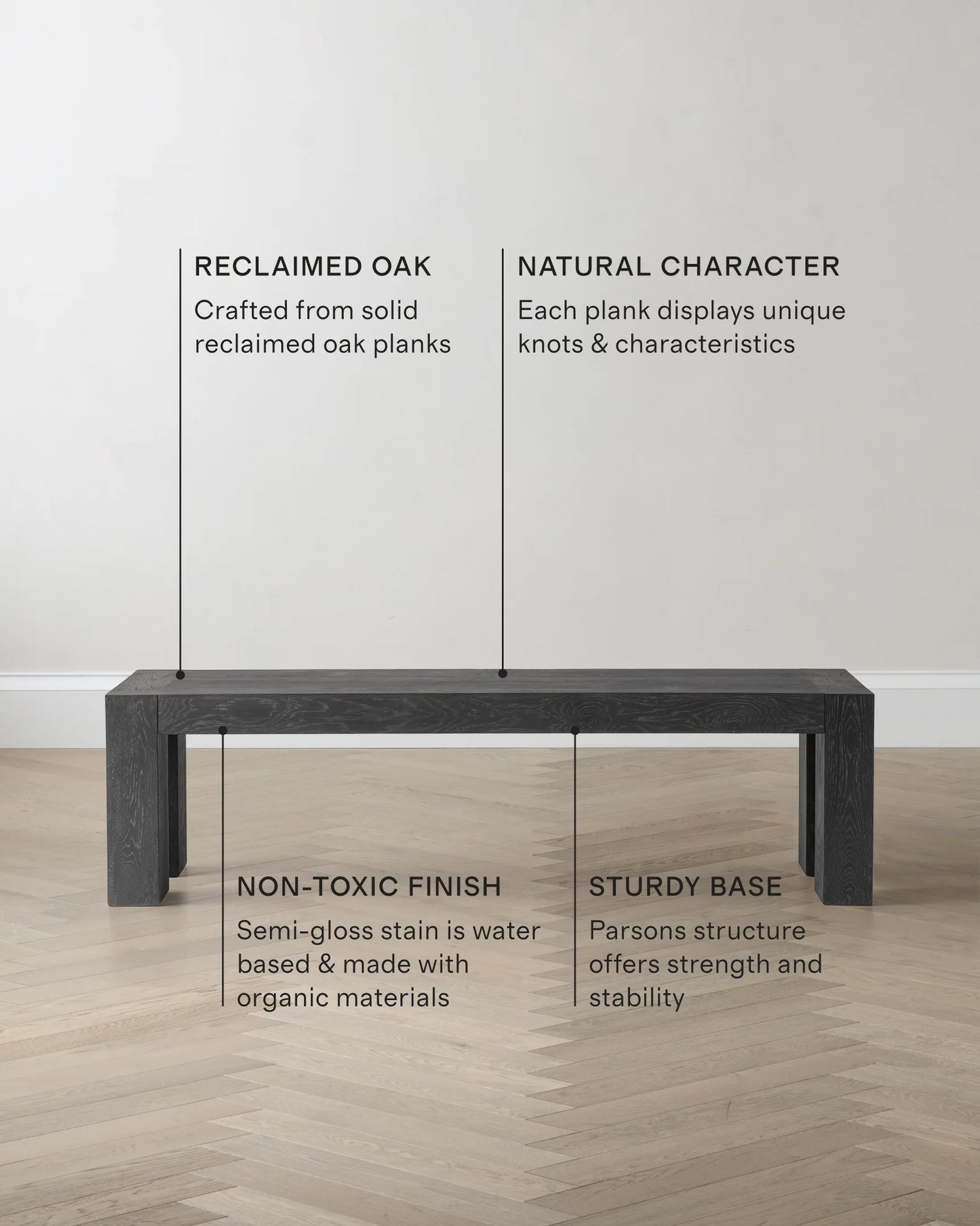 Reclaimed Oak Parsons Dining Bench - One Size / Weathered Oak