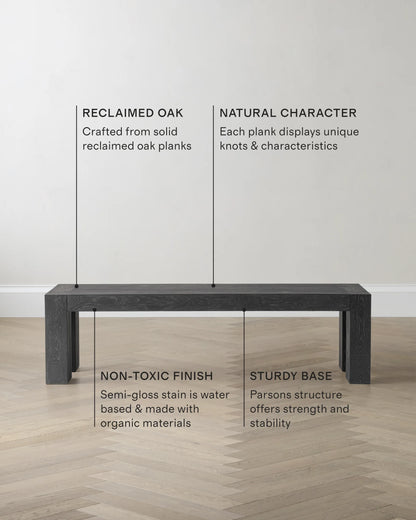 Reclaimed Oak Parsons Dining Bench - One Size / Weathered Oak