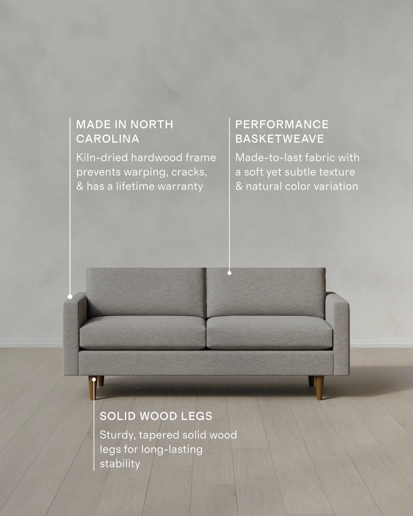 Atlas Midcentury Sofa in Performance Basketweave - 6ft / Navy