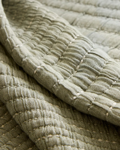 Organic Cotton Channel Stitch Coverlet - Twin / Coral Pink