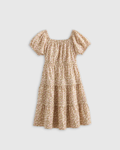 100% Organic Cotton Poplin Tiered Dress - 2T / Wildflower Botanical