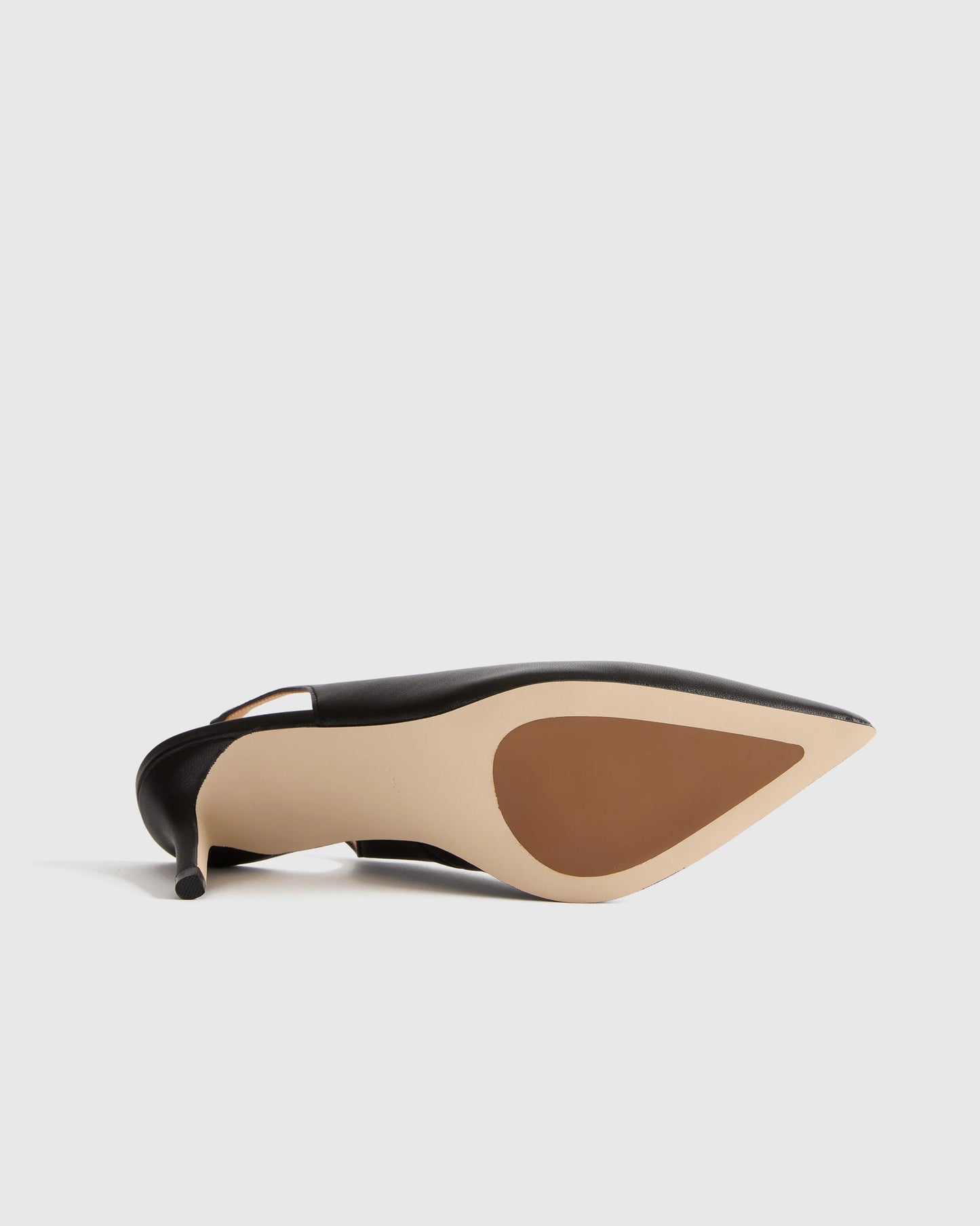 Italian Leather Slingback 75mm Heel - 5 / Black