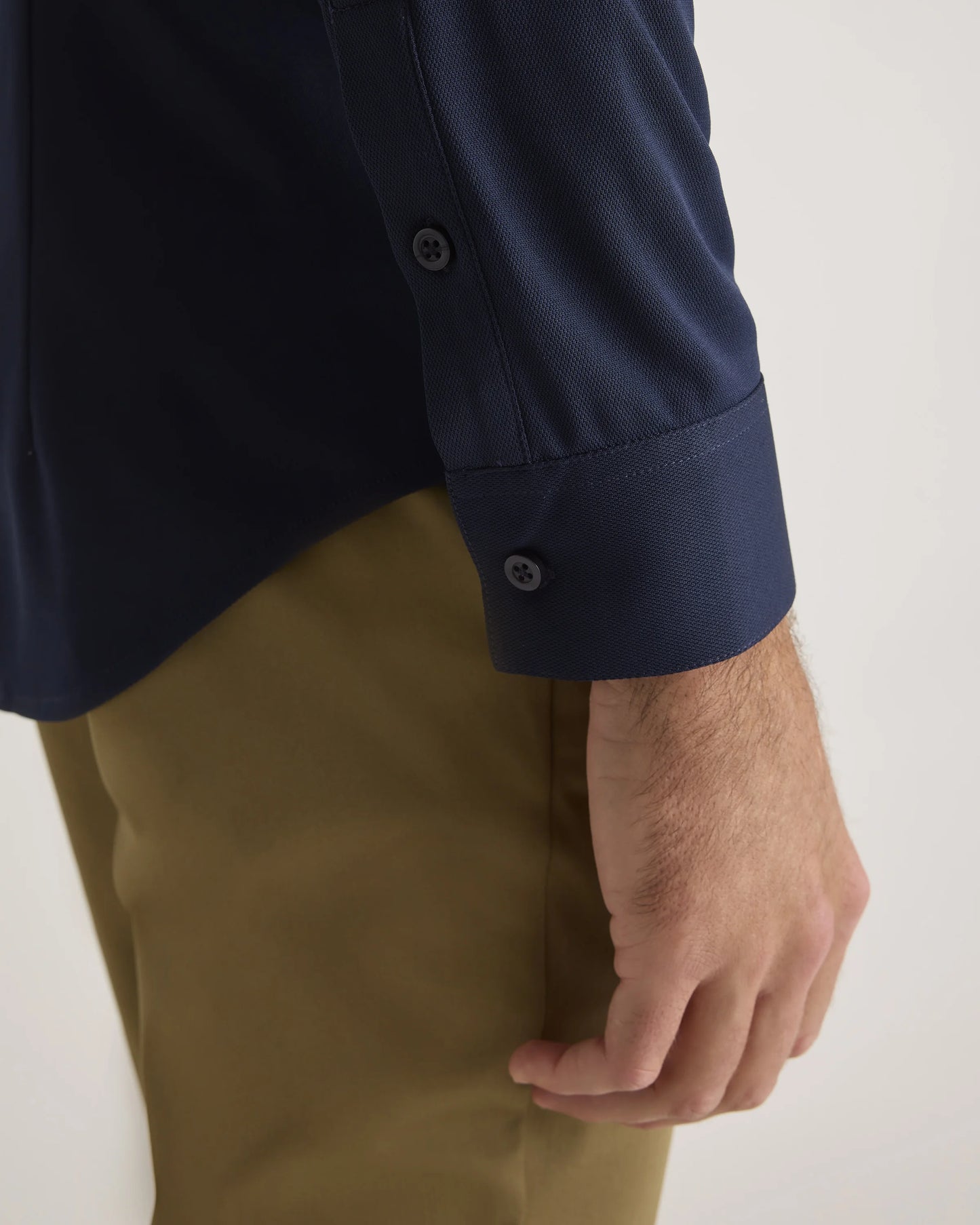 Commuter Stretch Pique Long Sleeve Button Down - XS / Dark Coal