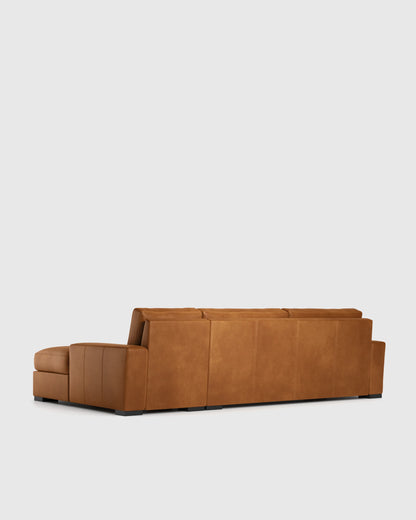 Stillman Chaise Sectional in Leather - 116" Right Arm / Auburn