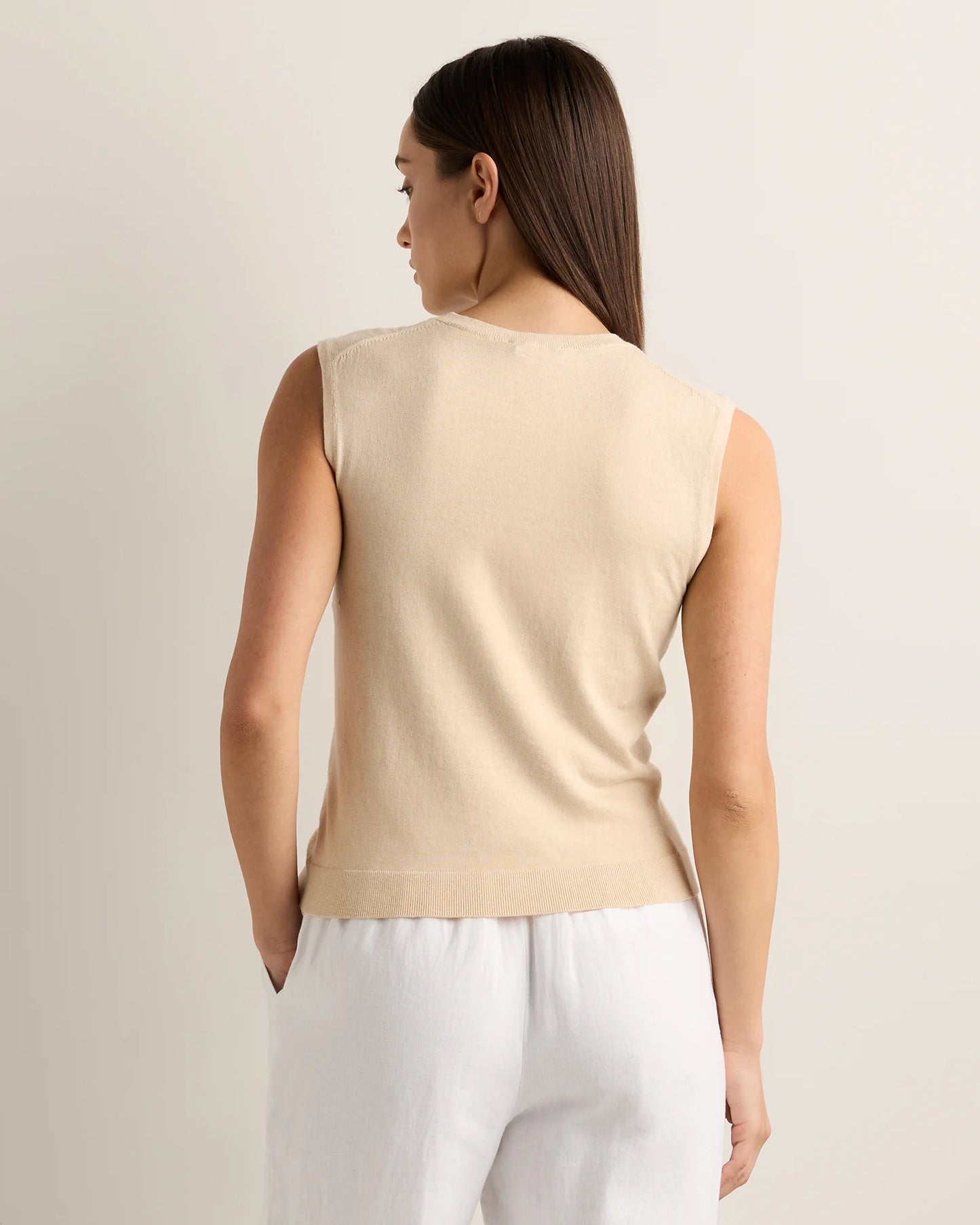Lightweight Cotton Cashmere Sweater Tank - XS / Black