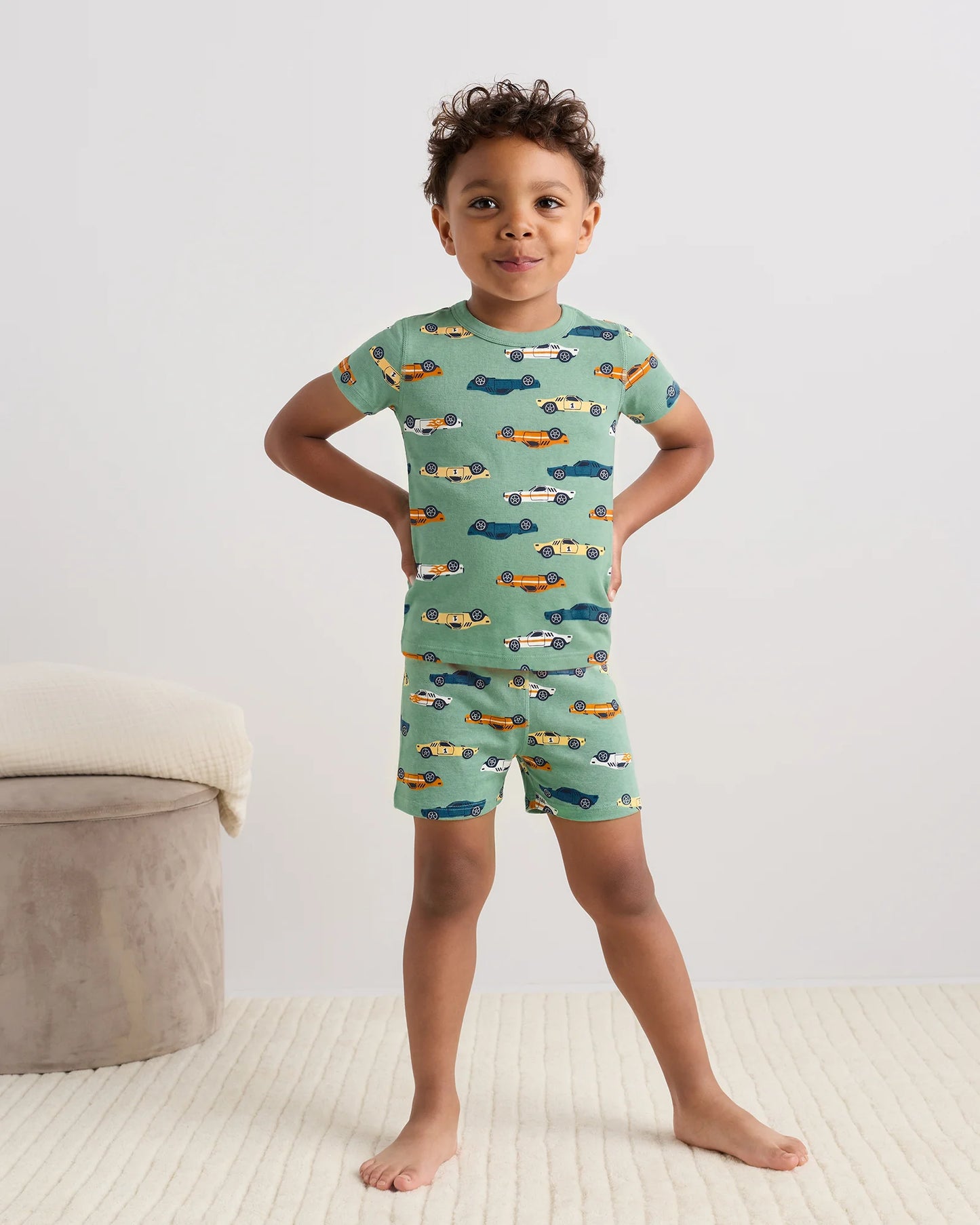 100% Organic Cotton Short Sleeve and Shorts Pajama Set - 2T / Navy Stripe
