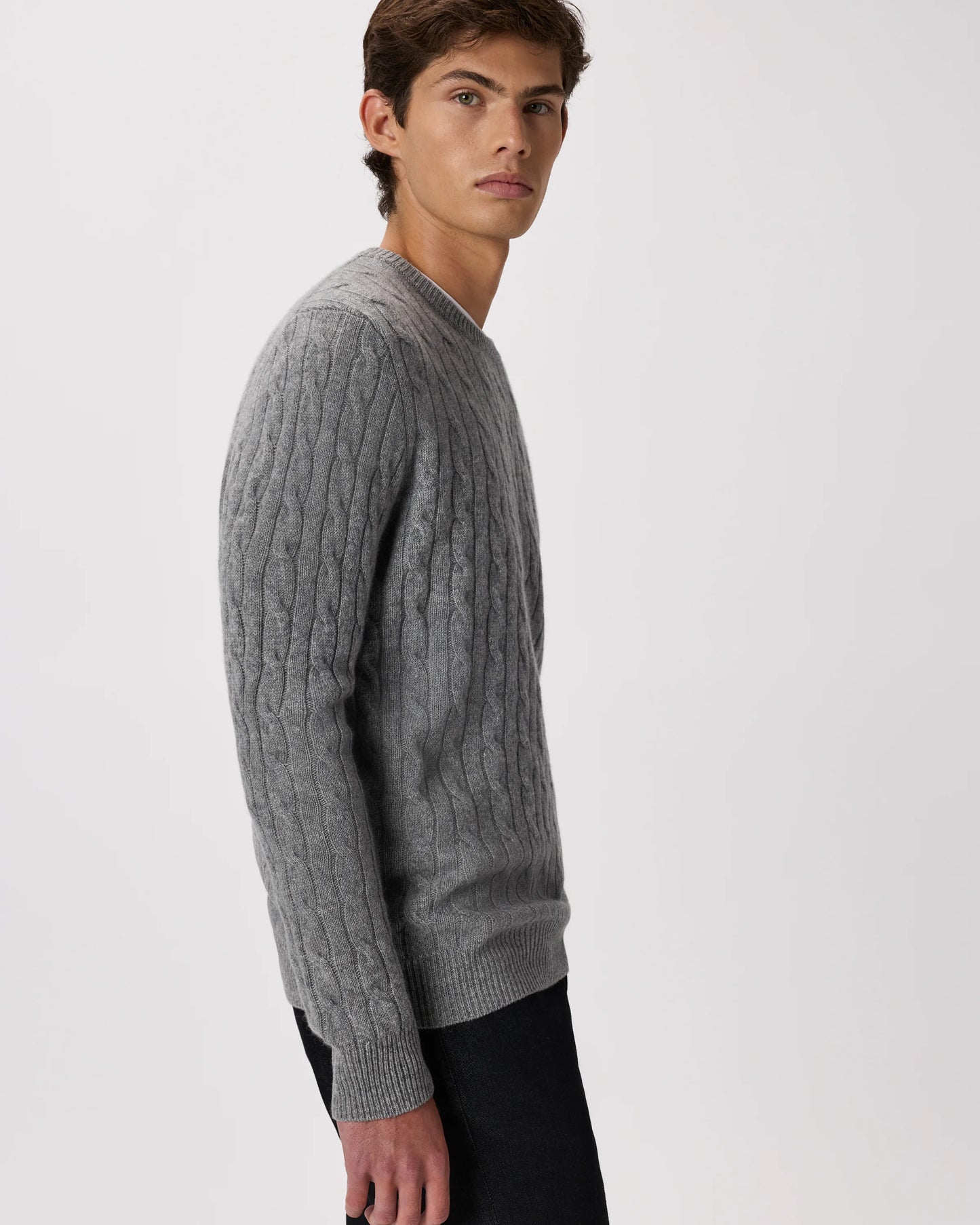 Mongolian Cashmere Classic Cable Crewneck Sweater - S / Teak