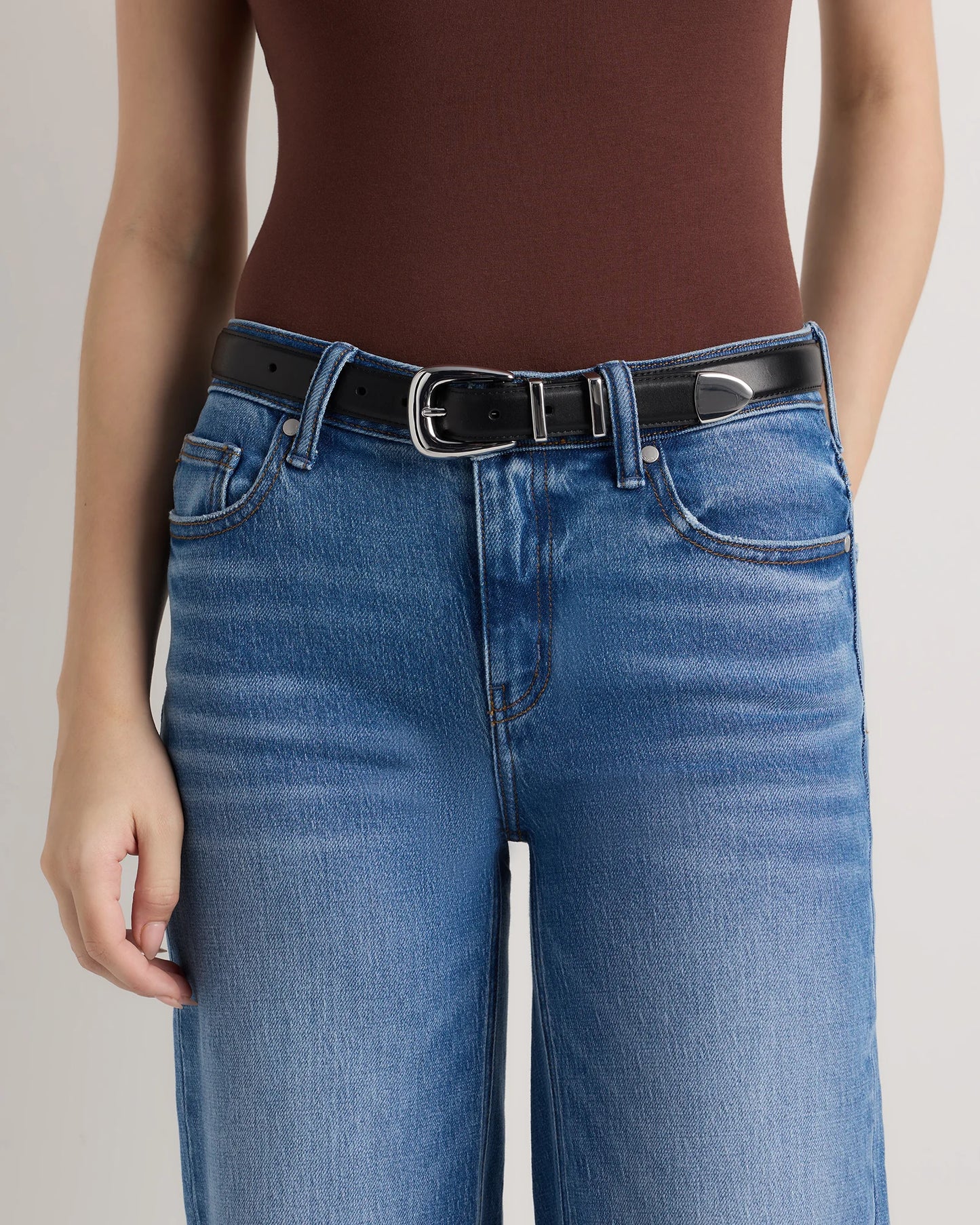 Lola European Leather Western Belt - XS / Black/Silver
