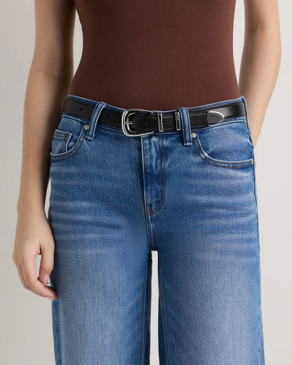 Lola European Leather Western Belt - XS / Black/Silver