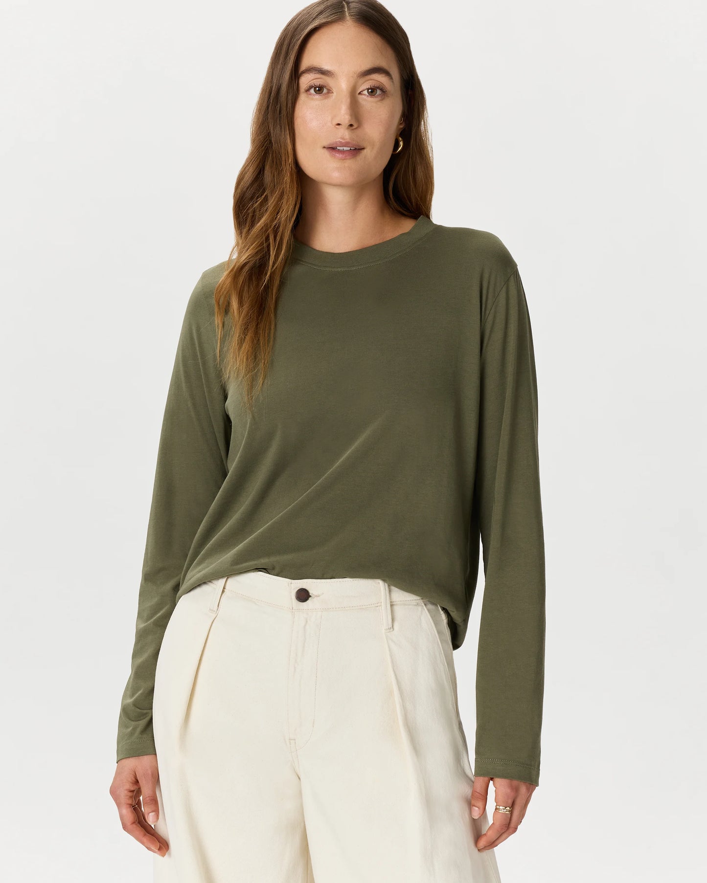Cotton Modal Relaxed Long Sleeve Tee - XS / Black