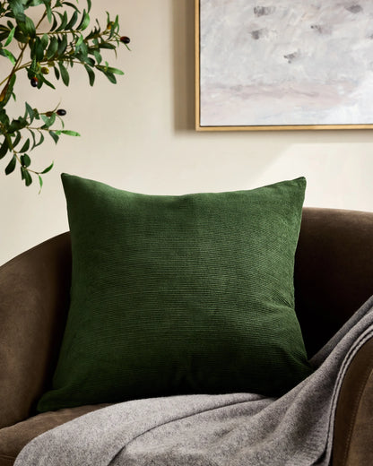 Corduroy Cotton Velvet Pillow Cover - 20x20 / Pine