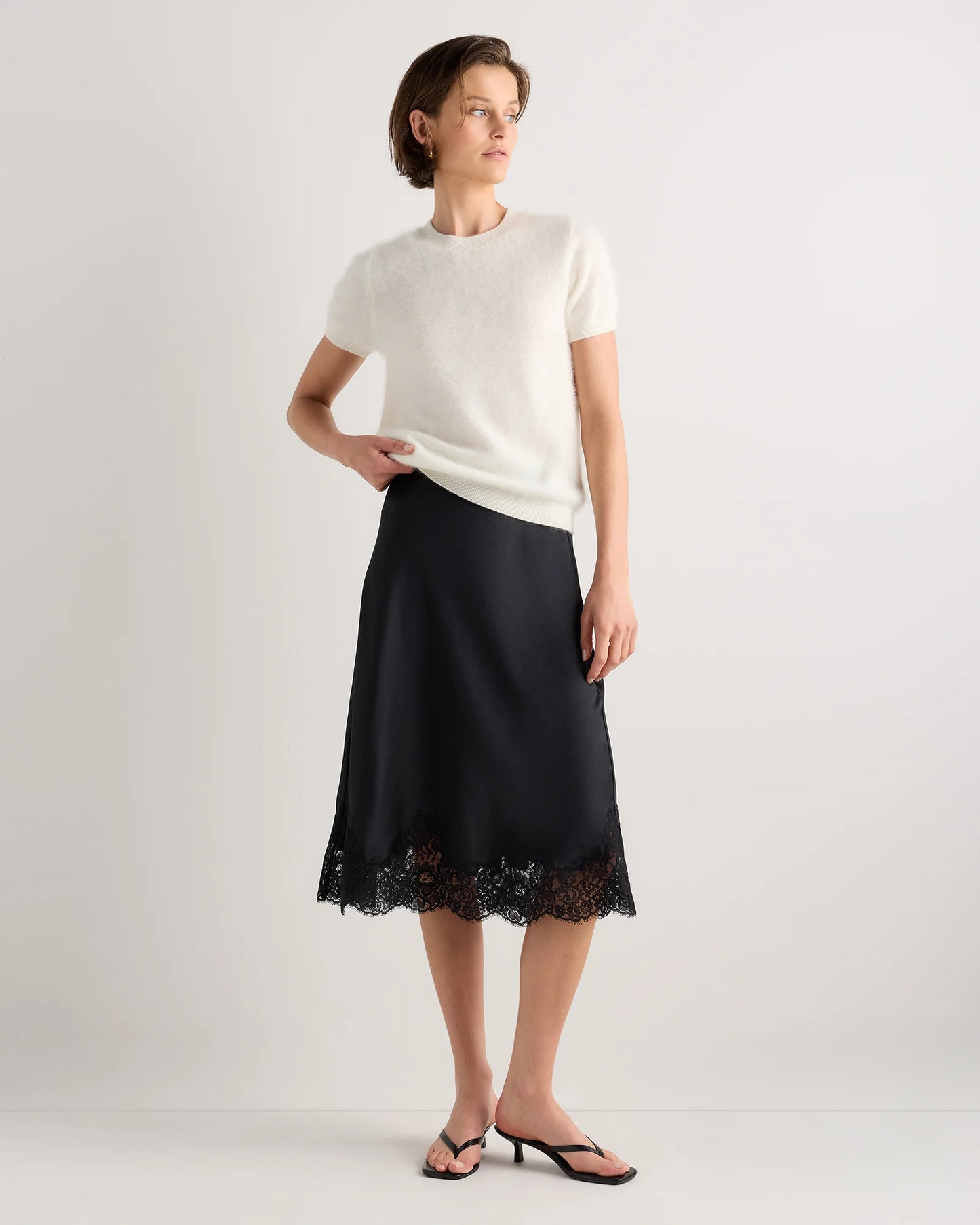 100% Washable Silk Lace Skirt - XS / Vintage Pink
